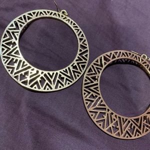 Gold Tribal Hooped Earrings